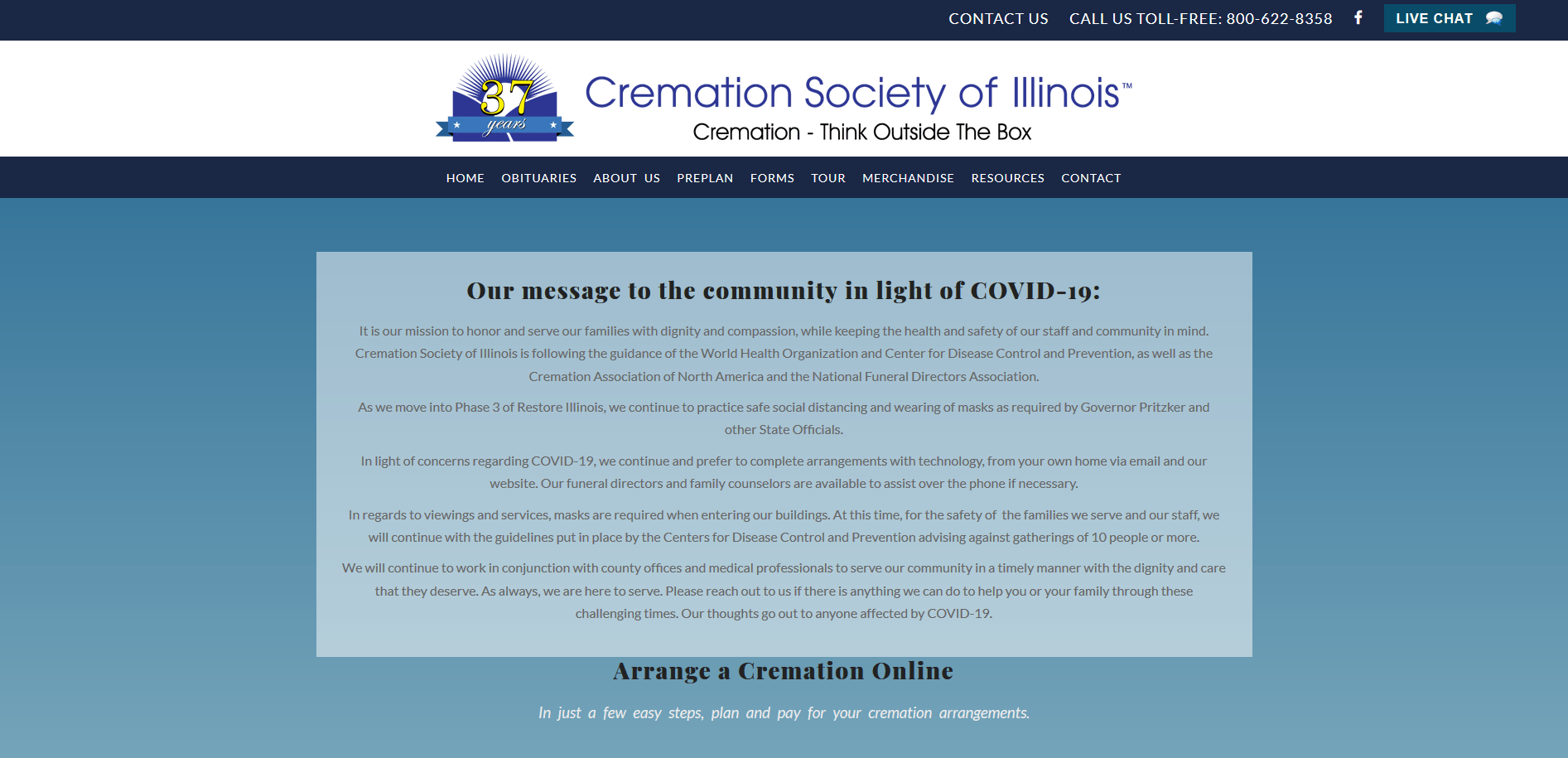 Cremation Society of Illinois SRS Website