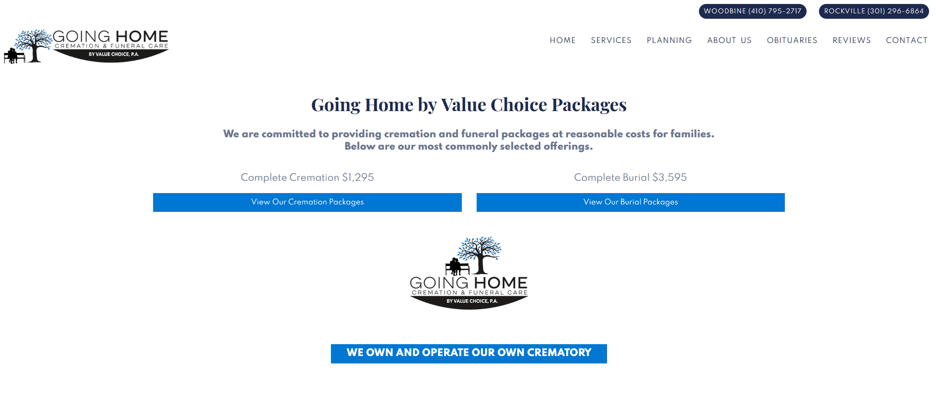 Going Home Cremation & Funeral Care by Value Choice, P.A. SRS Website