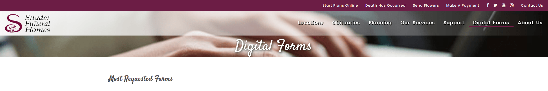 Synder Funeral  Homes digital forms