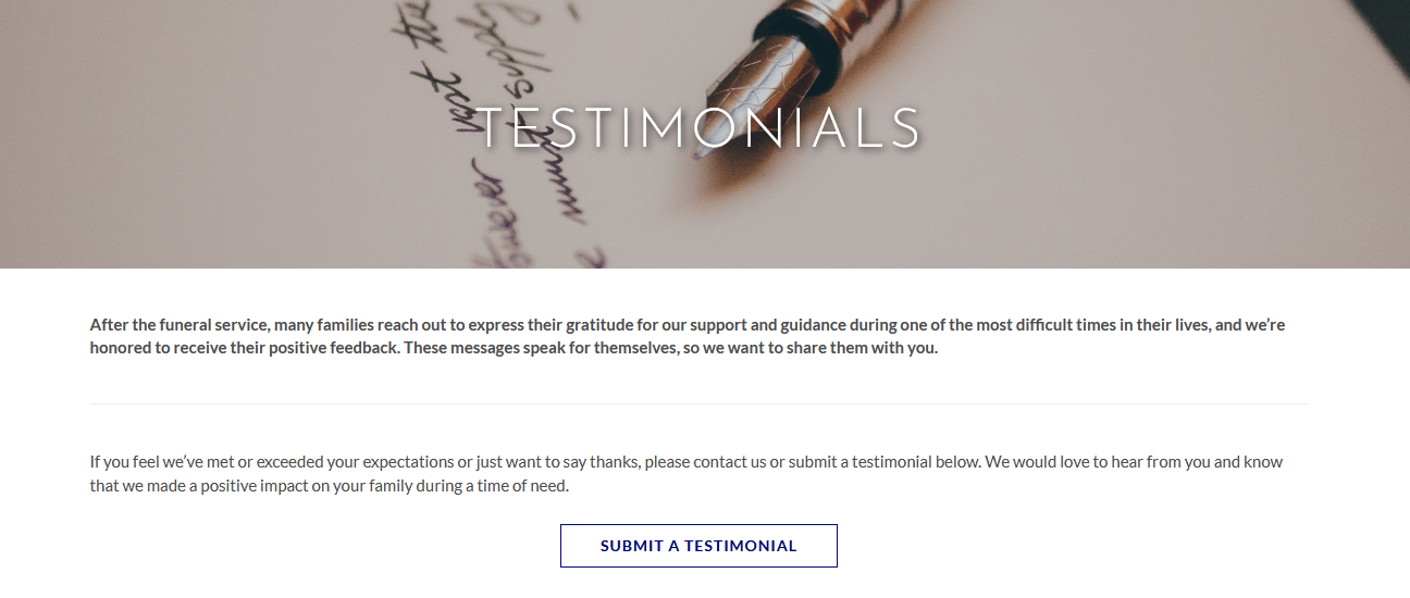 testimonials page