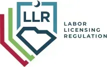 The logo for the labor licensing regulation is a shield with a heart on it.