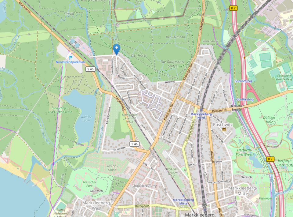Karte Markkleeberg Wolfsdenkmal © Leaflet | Map data © OpenStreetMap contributors