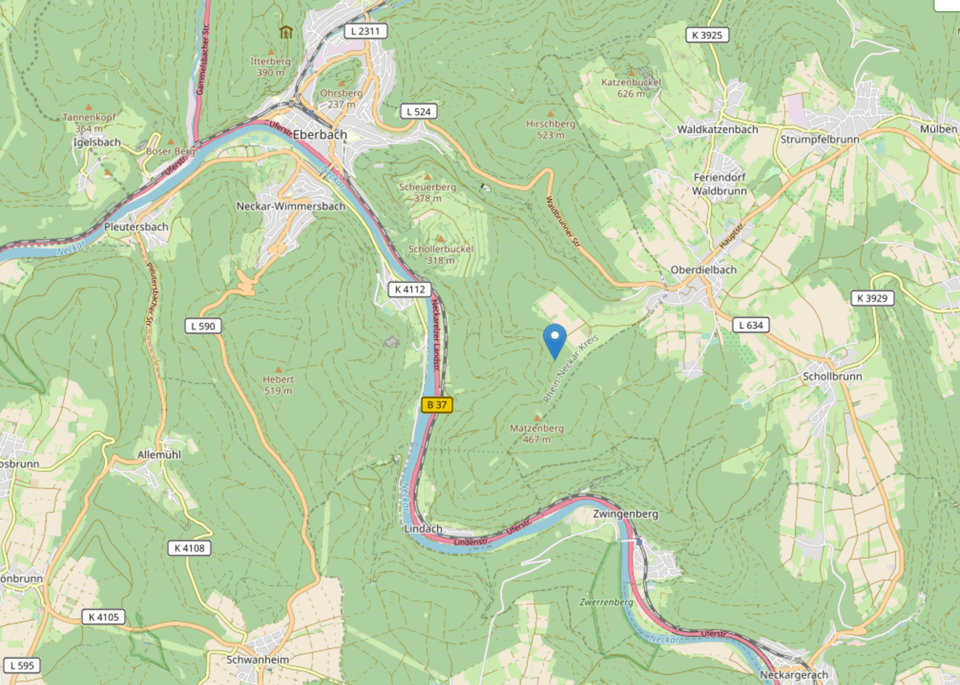 Karte Odenwald © Leaflet | Map data © OpenStreetMap contributors