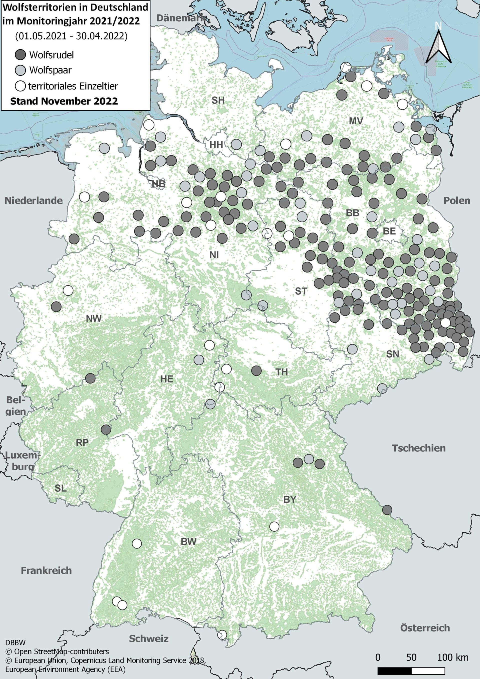 Bild Wolfsterritorien in Deutschland