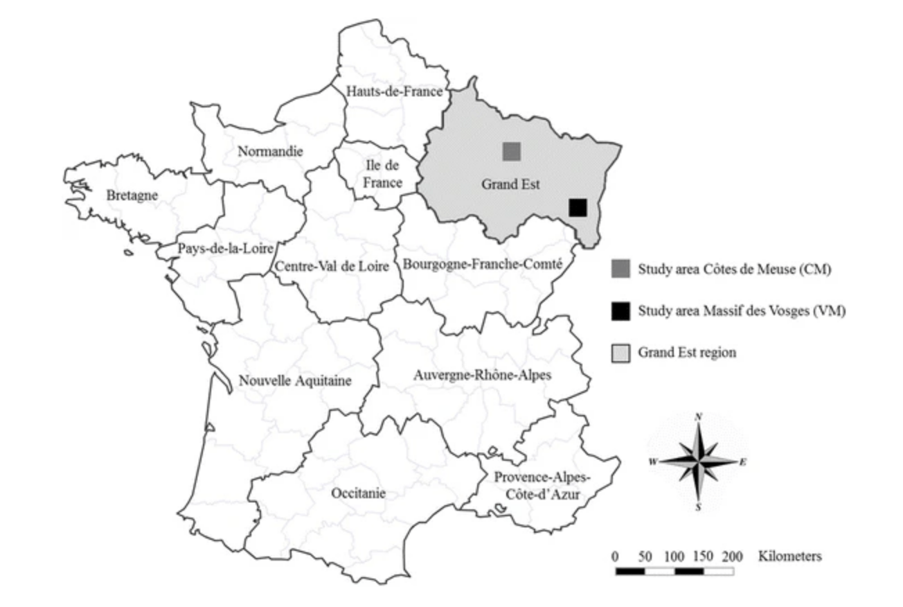 Bild Locations of the two study areas in north-eastern France