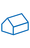 A drawing of a house with a roof on a white background.