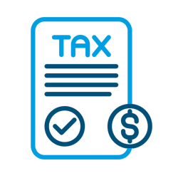 Documento fiscal con marca de verificación y signo de dólar en azul.