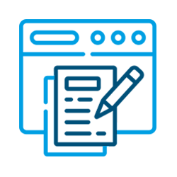 Página web detrás de un documento con un bolígrafo, escribiendo en él.