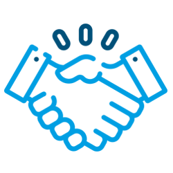 Dos manos temblorosas, contorno azul, con ráfagas de luz estilizadas encima.