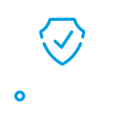 Icono de escudo azul con una marca de verificación, que simboliza seguridad.