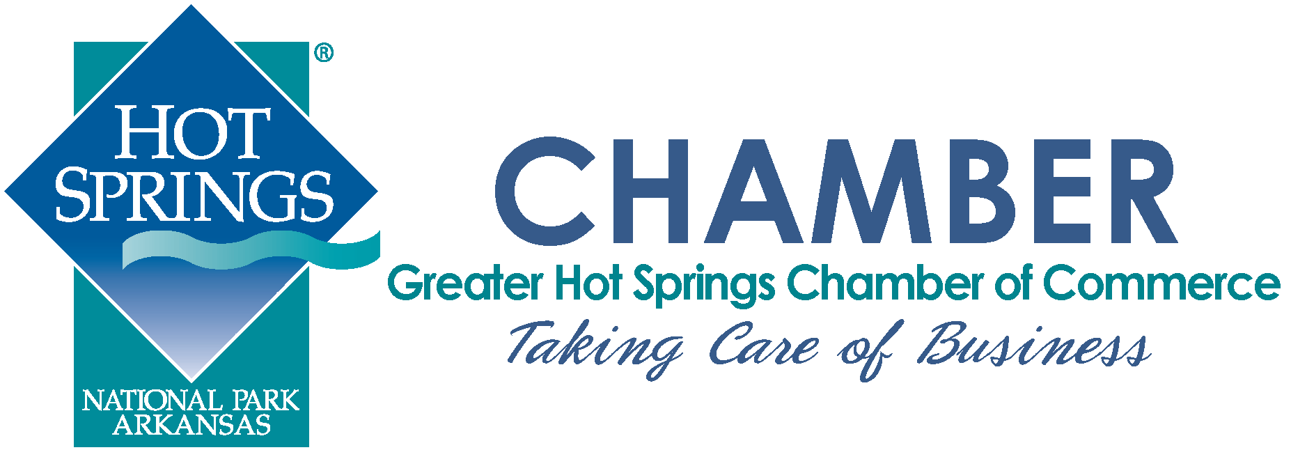 A logo for the hot springs chamber of commerce