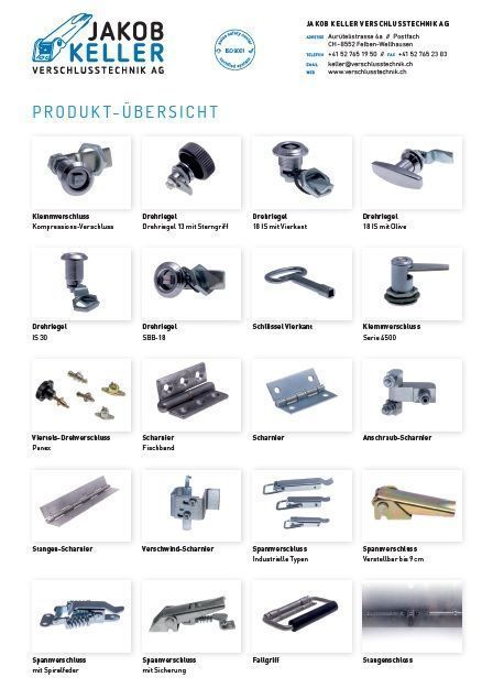 Ein Flyer für Jakob Keller zeigt verschiedene Metallteile.