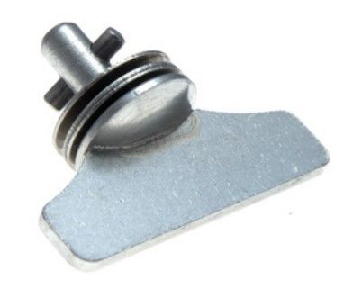 Eine Nahaufnahme eines Metallgegenstands auf weissem Hintergrund