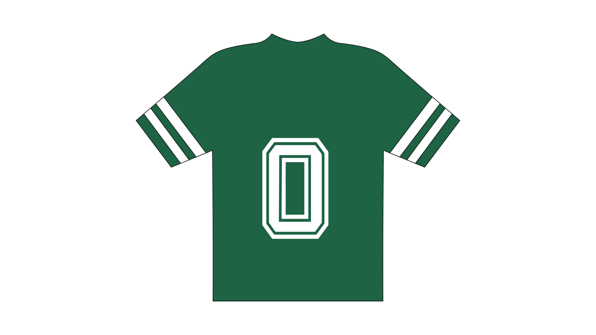 Dark green jersey with the number 0 on it.