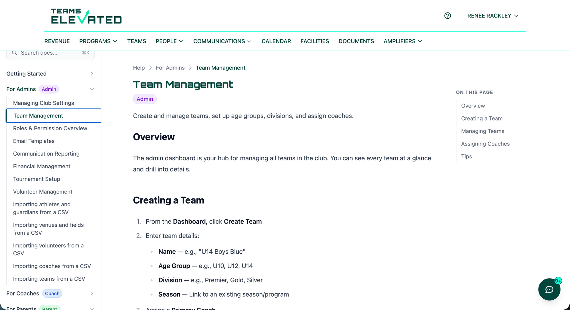 help center admin area