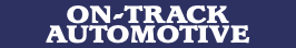 On-track automotive logo on a blue background