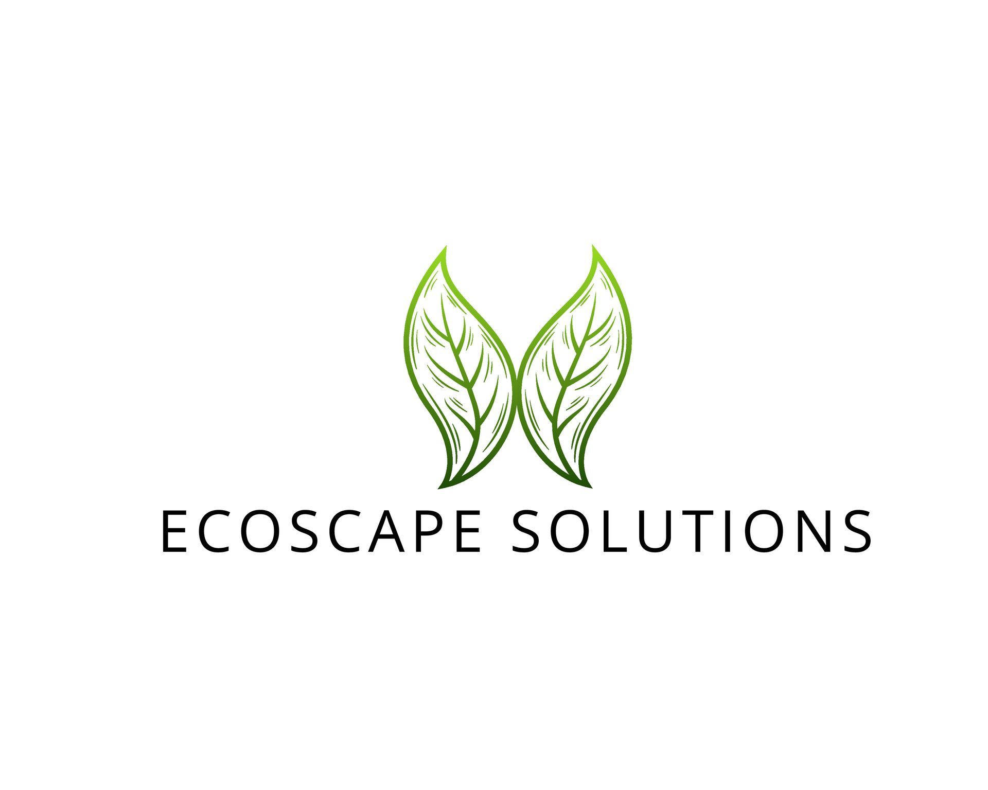 Logo for Ecoscape Solutions featuring two leaves, text "Ecoscape Solutions" and "Yard Installation and maintenance", established 2025.