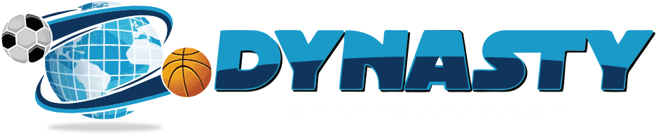 Dynasty Sports Academy logo with a soccer ball, basketball, and world map.