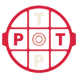 Red circular target logo with P O T letters in red and pale gold on a white background