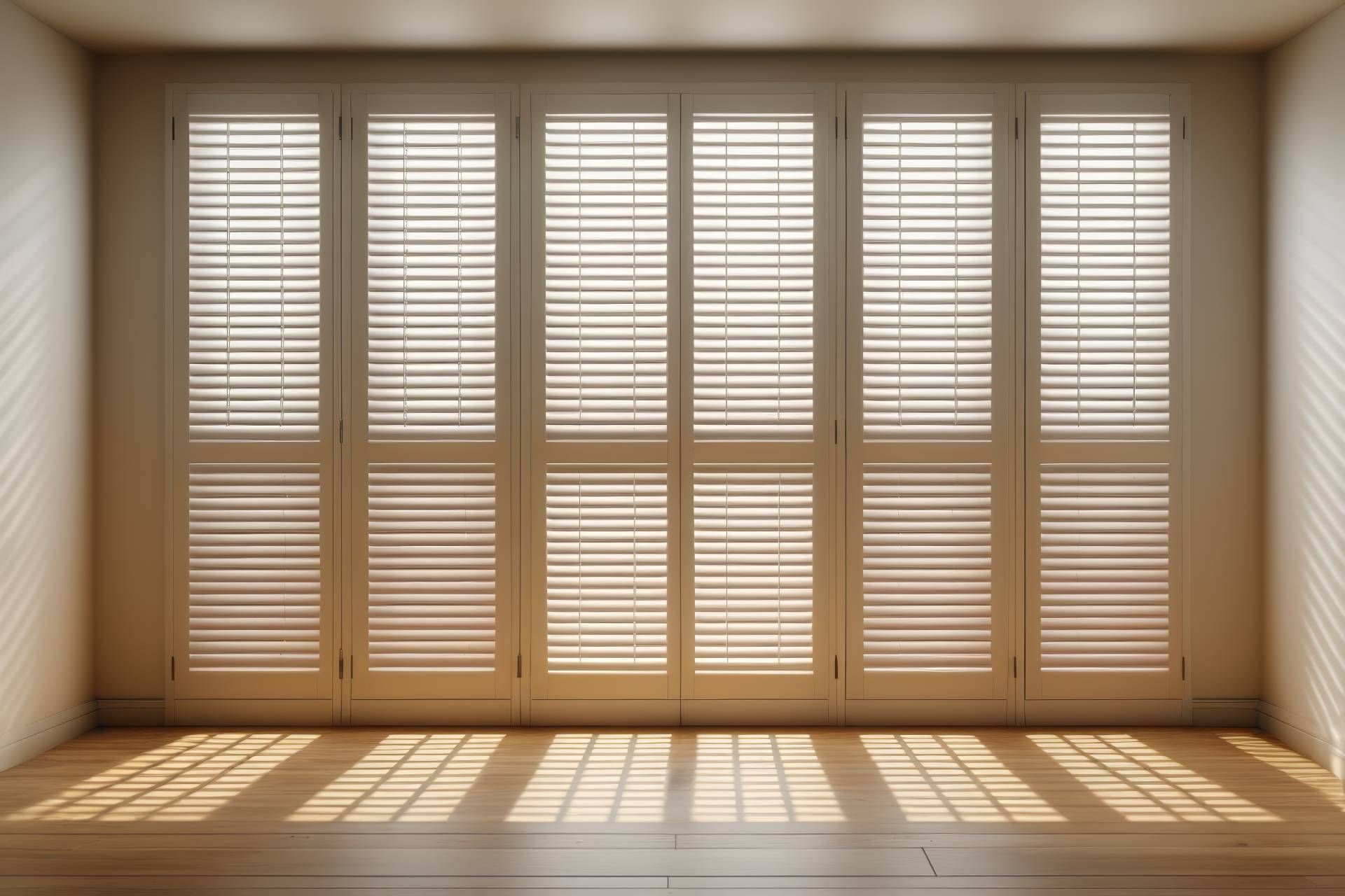 Interior window shutters on a sliding glass door near Richardson, Texas (TX)