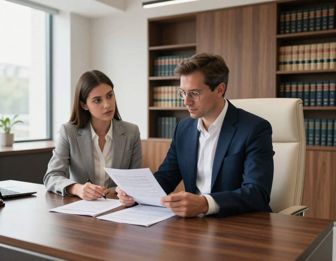Attorney consultation in a modern law office