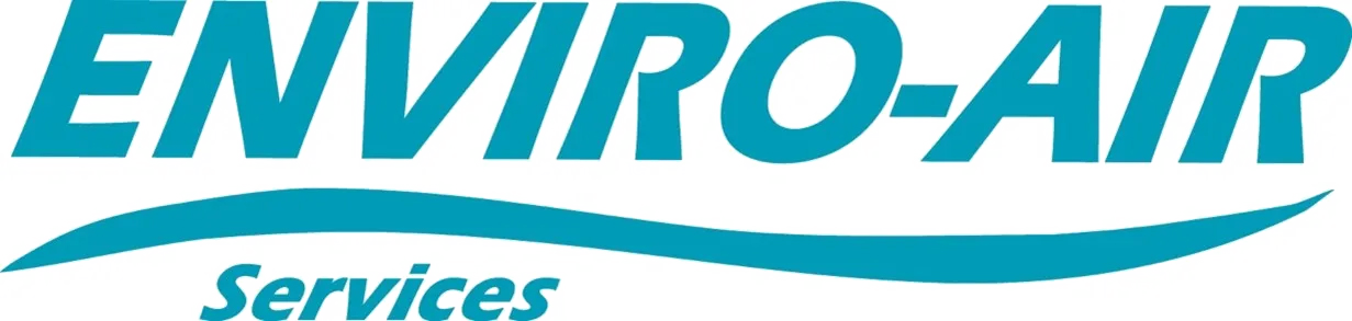 Enviro-Air Services logo in teal text with a swoosh underline on white background