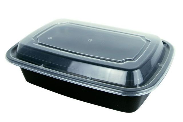 38 oz. Black Rect. Combo with Lid