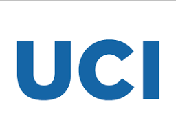 A blue uci logo on a white background