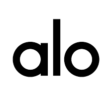 A black and white logo for alo on a white background.