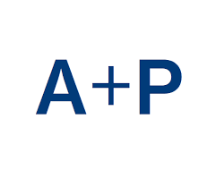 A blue logo with the letters a and p on a white background.