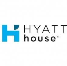 The hyatt house logo is blue and black on a white background.