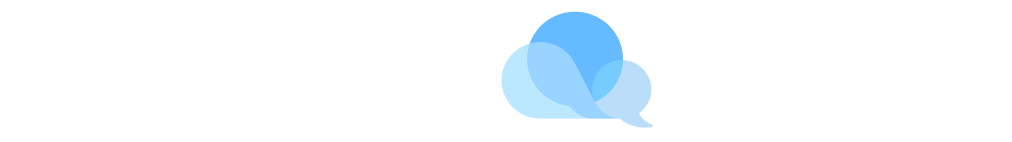 Blue abstract cloud icon centered on a white background.