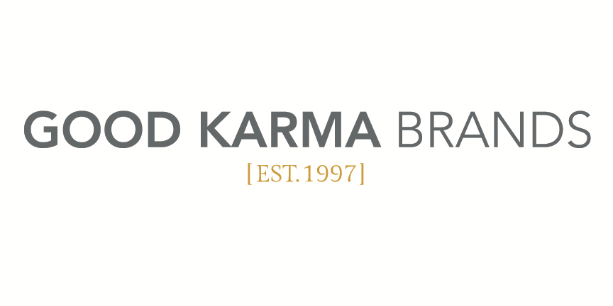 The logo for good karma brands is on a white background.
