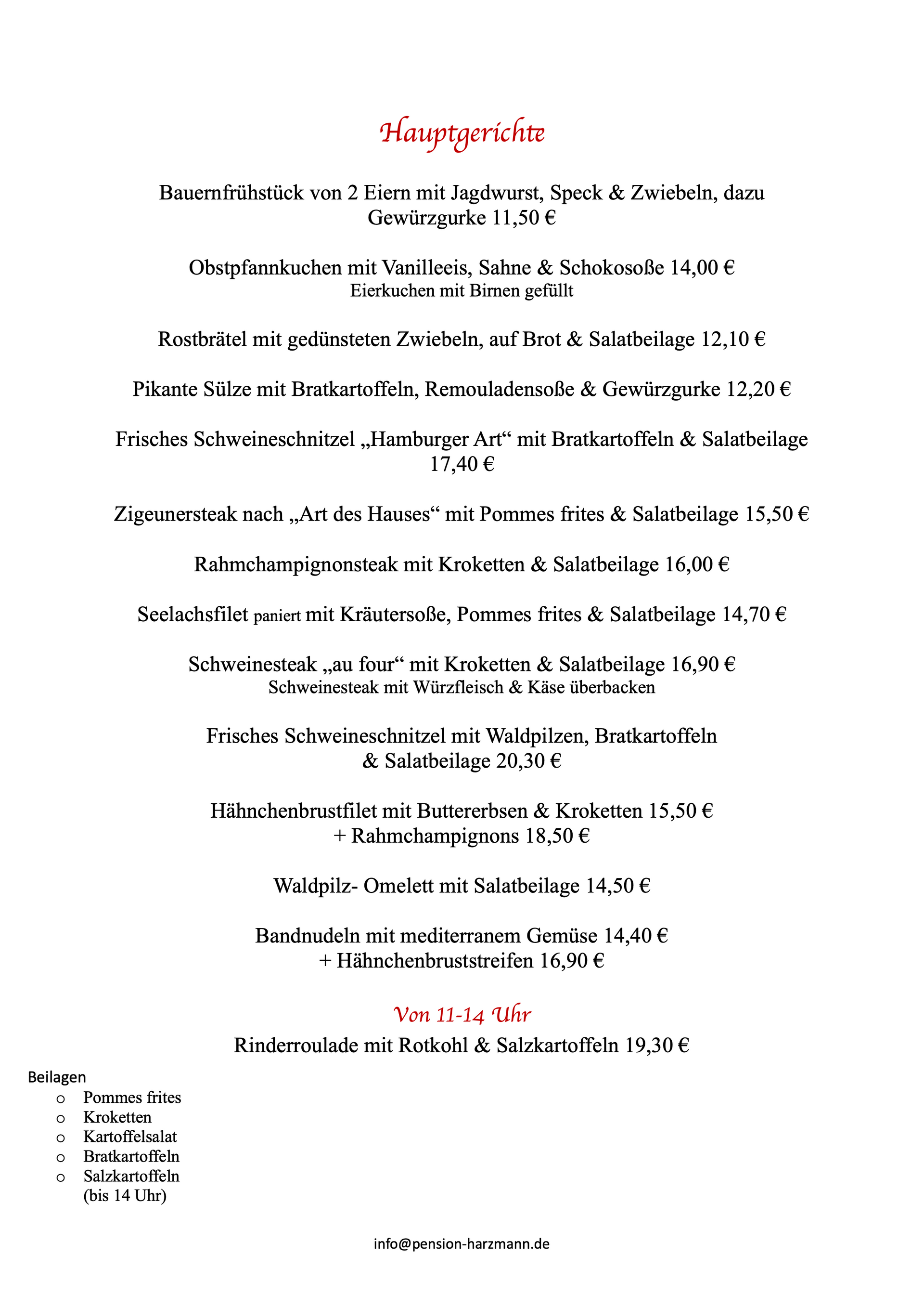 Eine Speisekarte für ein Restaurant mit viel Text darauf.