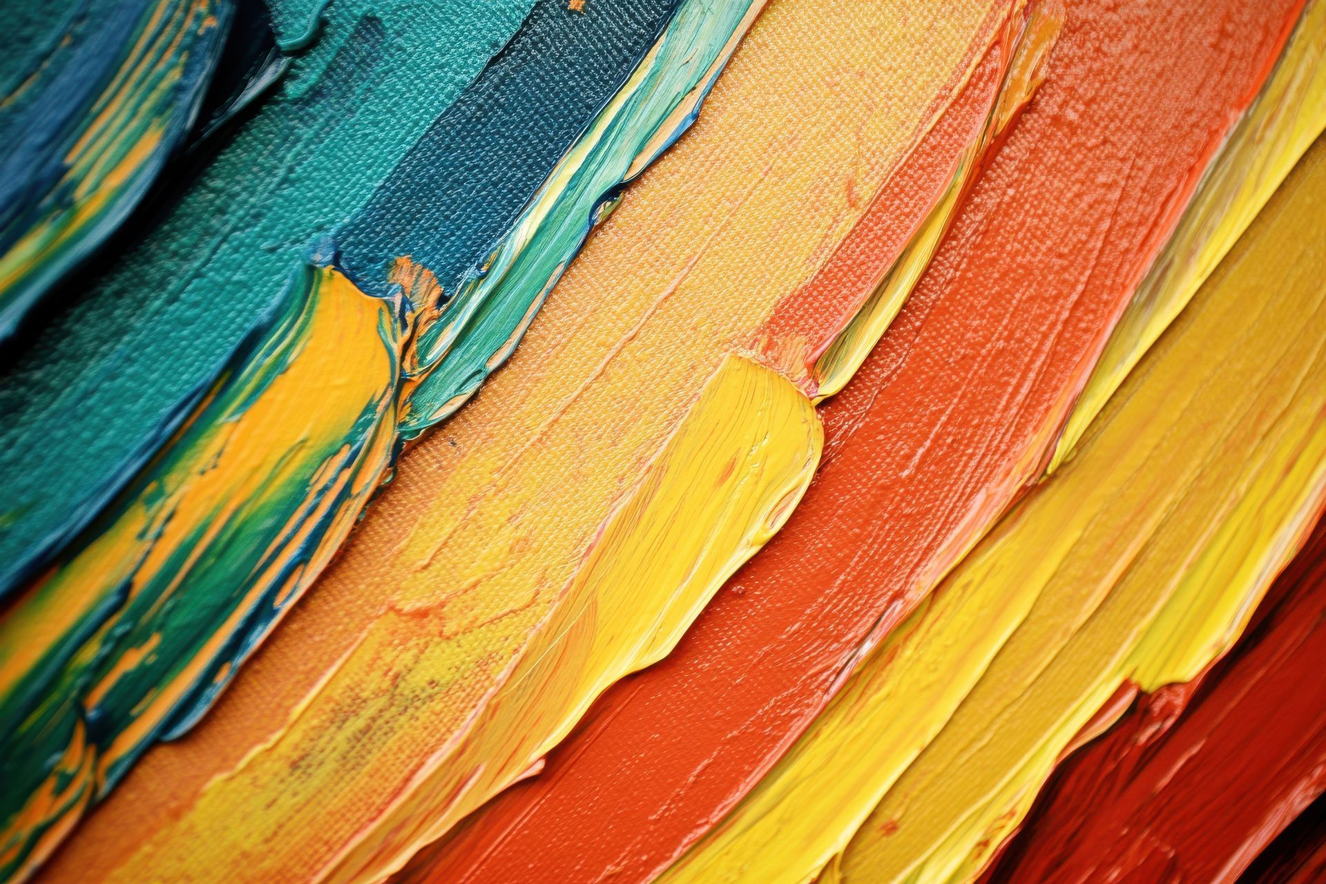 A close up of a painting with a rainbow of colors.