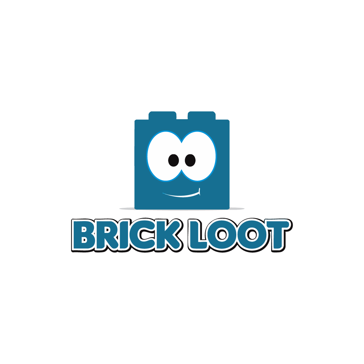 Blue Lego brick character smiling with