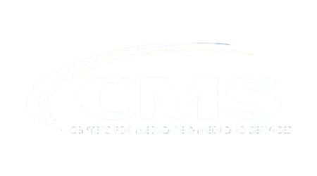 White logo with text,