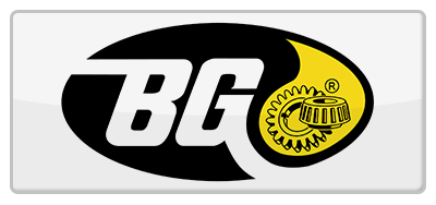 A black and yellow logo for bg bearings on a white background.