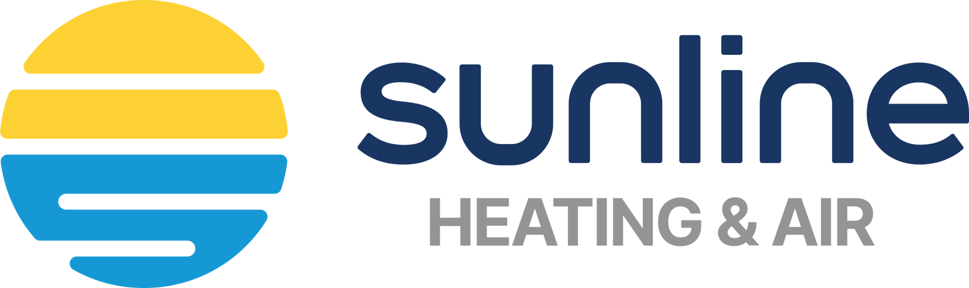 Sunline logo with yellow, blue sun graphic and text,