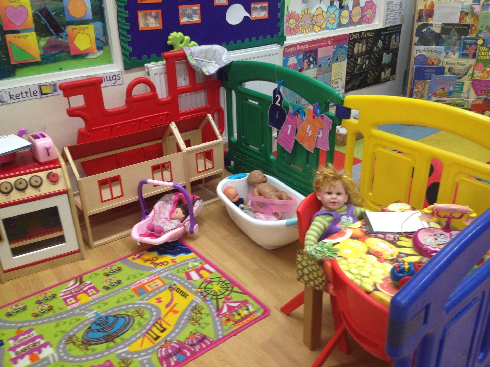 Decorated classroom and play area for children