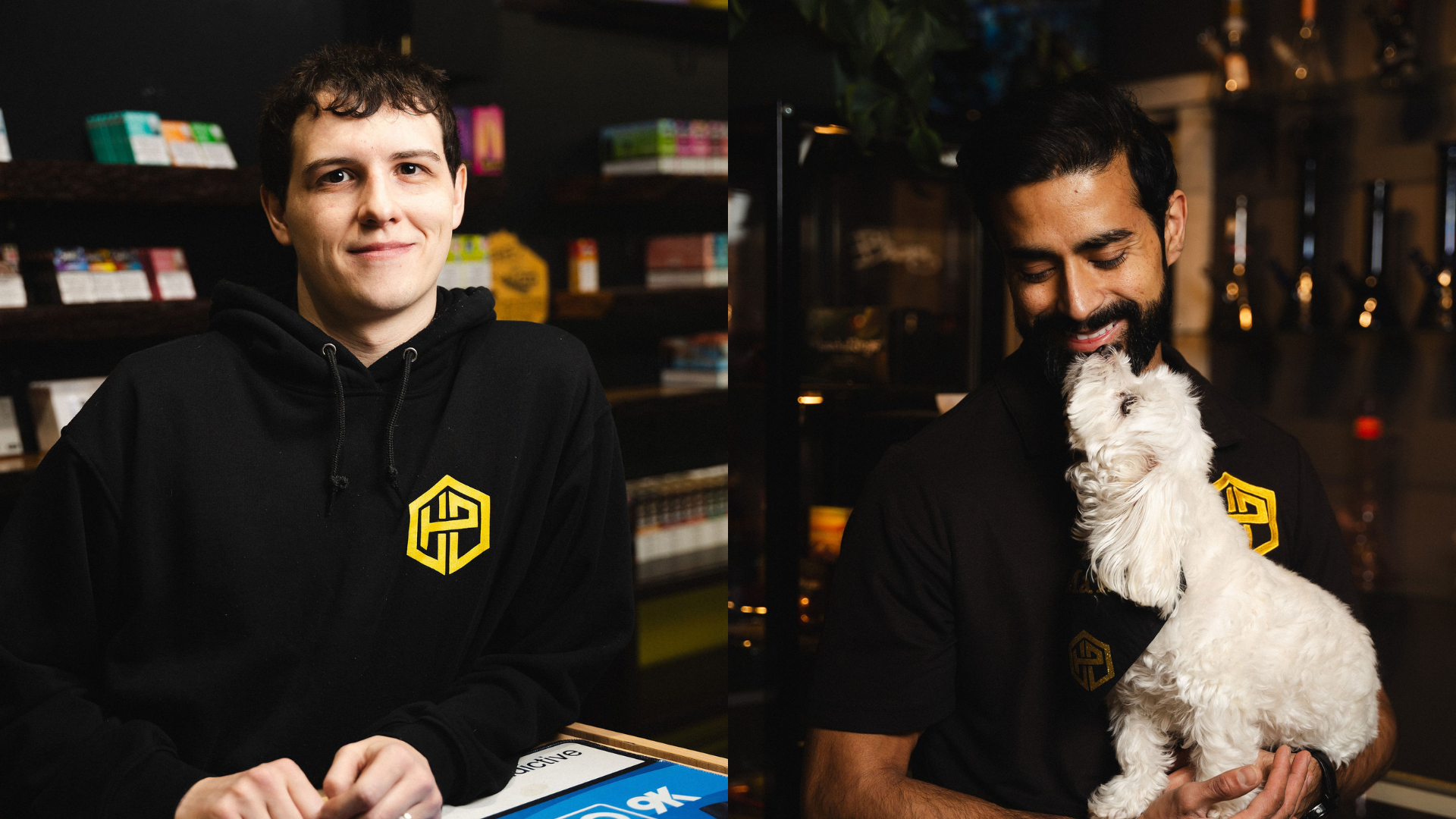 A man and a woman are standing next to each other in a room.