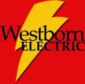 Westborn Electric logo: yellow lightning bolt over text on a red background.