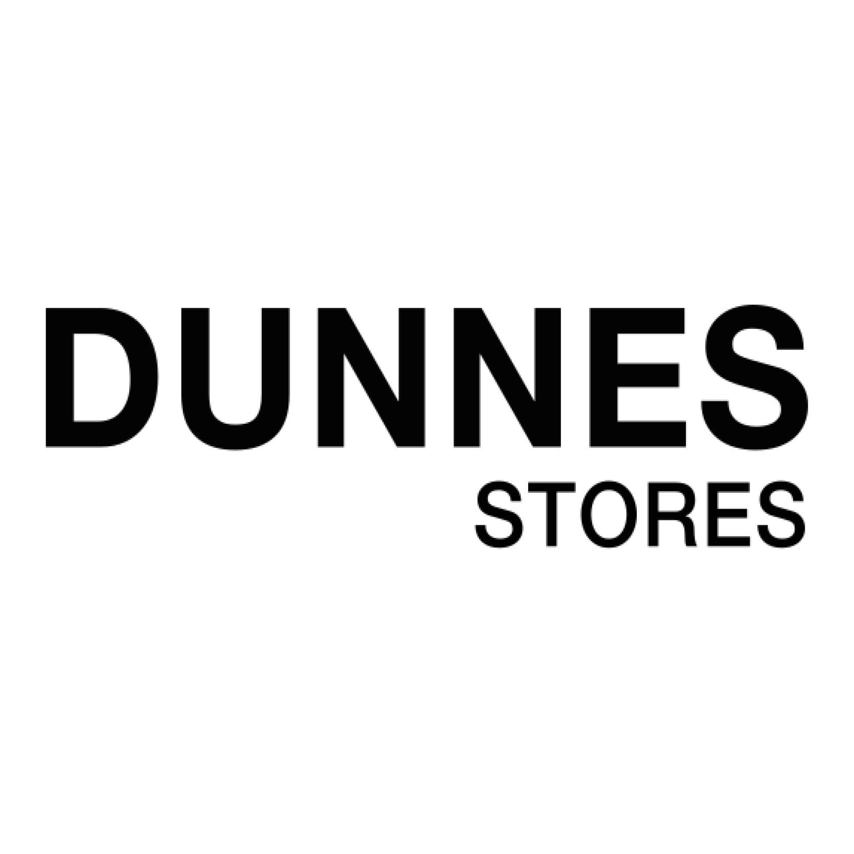 The dunnes stores logo is black and white on a white background.