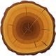 A slice of wood with a star in the middle
