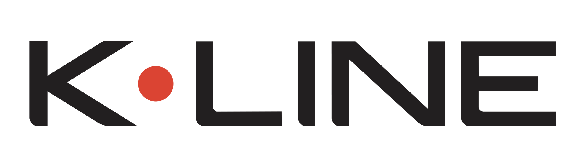Le logo de la ligne K est noir et rouge avec un cercle rouge au milieu.