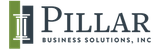 Logo for Pillar Business Solutions, Inc: dark gray "PILLAR" text with a column graphic, and green and blue pillars.
