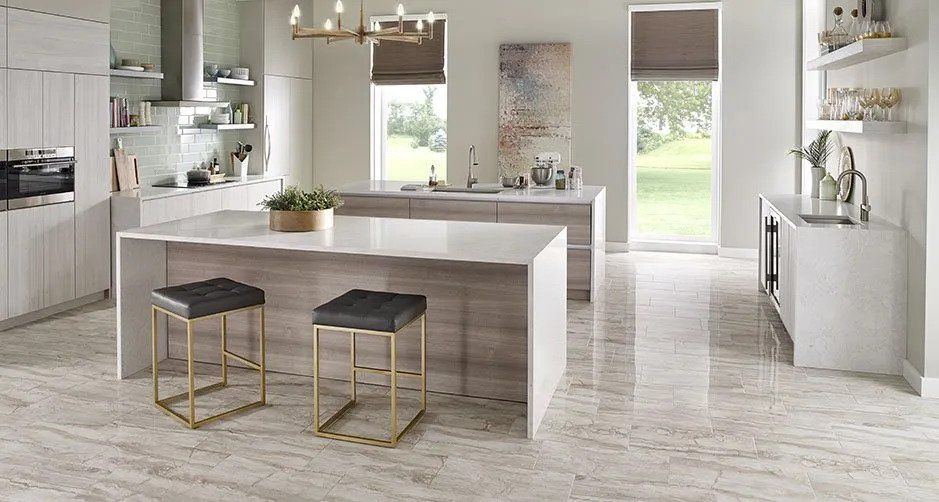 Kitchen with Marble Flooring — Kauai, HI — Pacific Tile Imports