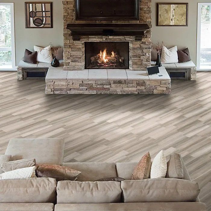 Living Room with Fireplace — Kauai, HI — Pacific Tile Imports