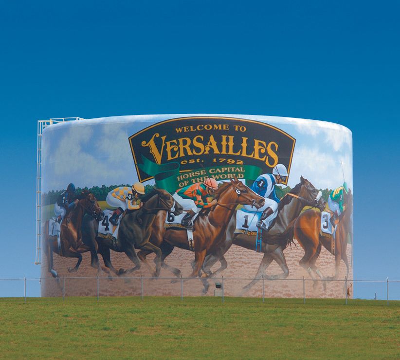 Versailles Kentucky Water Tank Art, American silo Art
