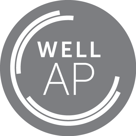 A gray circle with the words `` well ap '' written inside of it.